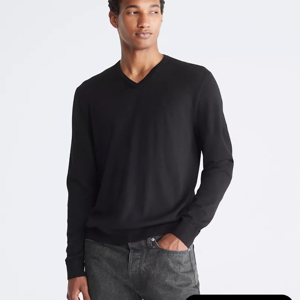 Calvin Klein Extra Fine Merino Wool Blend V-Neck Sweater